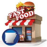 ar map icon and a fast food restaurant