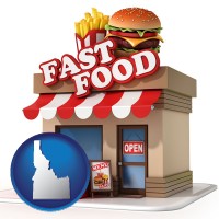 idaho map icon and a fast food restaurant