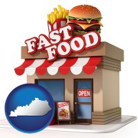 ky map icon and a fast food restaurant