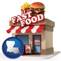 louisiana map icon and a fast food restaurant