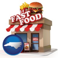 north-carolina map icon and a fast food restaurant