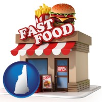 nh map icon and a fast food restaurant