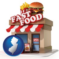 new-jersey map icon and a fast food restaurant