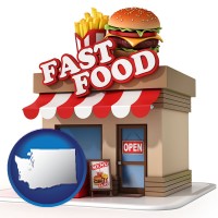 wa map icon and a fast food restaurant