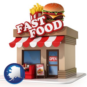 a fast food restaurant - with Alaska icon