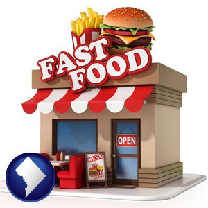 a fast food restaurant - with Washington, DC icon