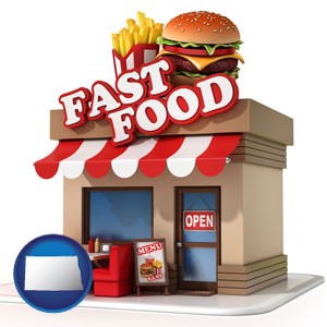 a fast food restaurant - with North Dakota icon