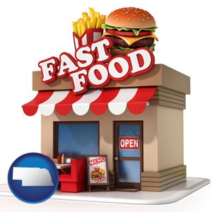 a fast food restaurant - with Nebraska icon